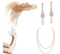 BABEYOND Juego de accesorios de los años 20 para disfraz de Gatsby, estilo años 20, diadema de pavo real