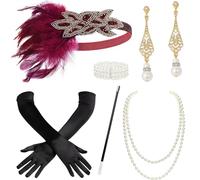 BABEYOND Juego de accesorios de los años 20 para disfraz de Gatsby, estilo años 20, diadema de pavo real