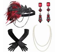BABEYOND Juego de accesorios para disfraz de Gatsby de los años 20, incluye diadema, collar, guantes y soporte para cigarrillos, set de 32