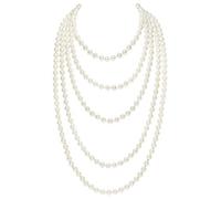 BABEYOND Juego de collar largo de perlas sintéticas, collar de perlas largas con cuentas, joyería de disfraz de Gatsby de los años 20, color blanco