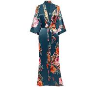 BABEYOND Kimono bata larga floral para dama de honor, boda, despedida de soltera, 53 pulgadas - verde - Talla única
