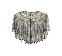 BABEYOND Pañuelos para mujer, estola para vestido de noche, estilo retro de los años 20, para boda, fiesta, novia, chal, disfraz de Gatsby, accesorios, dorado, Talla única