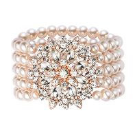 BABEYOND pulsera de perlas sintéticas para la década de 1920 Accesorio estilo Gatsby elástico con cristales, One Size, diamante de imitación
