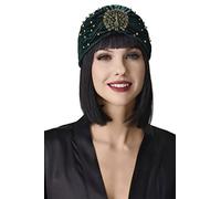BABEYOND Turbante con Volantes para Mujer, con Broche de Cristal Desmontable, Plisado de Punto, Vintage, Color Verde