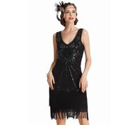 BABEYOND - Vestido de charlestón con Estilo de los años 20, del Gran Gatsby, con Flecos y Cuello en V - - Medium