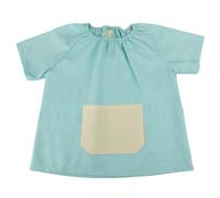 Babi Escolar Infantil 1 a 2 Años - Babi de Manga Corta con Bolsillo y Cuello Elástico - Bata Escolar Guardería Niño/Niña - para Escuela Infantil, Actividades y Comedor - Fácil de Poner - Azul