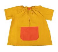 Babi Escolar Infantil 1 a 4 Años - Babi de Manga Corta con Bolsillo y Cuello Elástico - Bata Escolar Guardería Niño/Niña - Para Escuela Infantil, Actividades y Comedor - (Amarillo, 1-2 años)