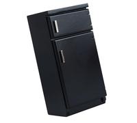BABIBAOBEI 1. Refrigerador de madera negra a escala 1/12 para casas de muñecas, cocina con puertas funcionales y modelo de construcción seguro para niños, accesorios de cocina