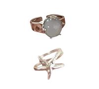 BABIBAOBEI Anillos artísticos de aleación con diseño de estrellas de mar y piedras preciosas brillantes, ideales para apilar o colocar en capas, accesorios de joyería, juego de anillos abiertos