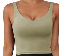 BABIBAOBEI Brasier deportivo acolchado sin aros, tirantes anchos de apoyo, de nailon suave, ligero, para gimnasio, correr, yoga, adelgazar, con copas acolchadas, Pasto Verde, L