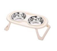 BABIBAOBEI Cuencos ergonómicos para perros con doble cuenco a prueba de salpicaduras para comer color pastel, doble tazón de acero inoxidable para mascotas