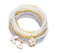 BABIBAOBEI Cuentas elásticas de perlas con diseños florales de mariposas para mujeres y niñas, apilables, talla única, como se describe