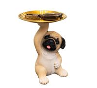 BABIBAOBEI Estatua de perro de resina con contenedor de almacenamiento, figuritas, adorno para plato de caramelos, cuenco para mesa de entrada, estatuas para decoración del hogar