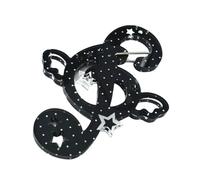 BABIBAOBEI Llavero acrílico colorido con orejas y notas musicales, soporte de mosquetón, elegante mochila, mosquetón, decoración de moda para mujeres, Notas negras, Talla única