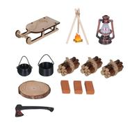 BABIBAOBEI Pequeño juego de pilas de madera para exhibiciones de campamento de hadas al aire libre, accesorios de fogata en miniatura, ideal para casas de muñecas, decoración de modelos, juego de leña