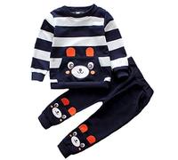 BABICOLOR Baby Boy Clothes Set Kids Clothing Boys Stripe Sleeve+Long Pants 2PCS Outfits Set Toddler Baby Boys Outfit (Navy,3T)