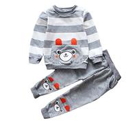 BABICOLOR Baby Boy Clothes Set Kids Clothing Boys Stripe Sleeve+Long Pants 2PCS Outfits Set Toddler Baby Boys Outfit (Gray,24M)