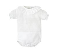BABIDU - 1726 Body Bebé plumetti Manga Corta con Cuello con Volante Color: Blanco Talla: 12