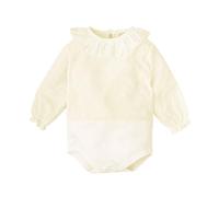 BABIDU - 1730 Body Bebé plumetti Manga Larga con Cuello con Volante Color: BEIG Talla: 18