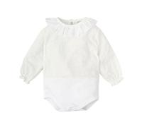 BABIDU - 1730 Body Bebé plumetti Manga Larga con Cuello con Volante Color: Blanco Talla: 3