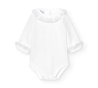 BABIDU Body Bebé Manga Larga 100% Algodón Cuello Batista con Puntilla, Body Bebé Recién Nacido Tejido Suave Hipoalergénico y Transpirable, Ropa Bebé Niño y Niña Unisex, Primera Puesta, Para Uso Diario