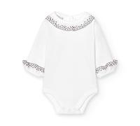 BABIDU Body Bebé Manga Larga 100% Algodón Cuello Batista con Puntilla, Body Bebé Recién Nacido Tejido Suave Hipoalergénico y Transpirable, Ropa Bebé Niño y Niña Unisex, Primera Puesta, Para Uso Diario