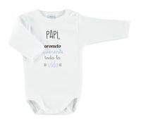 BABIDU Body Bebé Personalizado con Frases Divertidas y Originales - Para Papá, Mamá, Tía, Padrinos y Abuelos - Body Bebé Manga Larga 100% Algodón - Regalo Recién Nacido - Ropa Bebé Niño y Niña Unisex