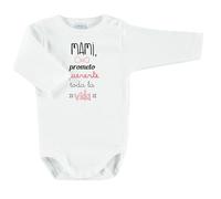 BABIDU Body Bebé Personalizado con Frases Divertidas y Originales - Para Papá, Mamá, Tía, Padrinos y Abuelos - Body Bebé Manga Larga 100% Algodón - Regalo Recién Nacido - Ropa Bebé Niño y Niña Unisex