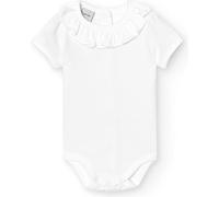 Babidu Body Cuello Volante Manga Corta Ajustado, Blanco, 18 Meses Unisex bebé