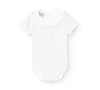 Babidu Body Cuello Volante Manga Corta Ajustado, Blanco, 6 Meses Unisex bebé