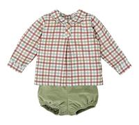 BABIDU Conjunto Bebé Niño con Camisa Cuadros y Ranita Tipo Bombacho, Algodón Suave y Transpirable, Cierre Cómodo, Ideal para Paseos, Eventos o Regalo Infantil Elegante