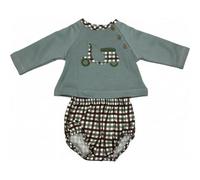 BABIDU | Conjunto Bebé Niño Sudadera Bordado Scooter y Ranita Cuadro, Chandal Felpa Algodón de 3 a 36 Meses, Botones Laterales, Ropa Infantil o Regalo Bebé Recién Nacido