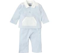 BABIDU Conjunto Bebé Tipo Chándal con Cuello Polo, Algodón Suave 100%, Detalles de Canalé, Bolsillo Canguro, Cierre con Botones y Pantalón Largo, Ideal para Primavera y Verano