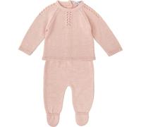BABIDU Conjunto Jersey de Punto Calado y Polaina a Juego, Rosa, 3 Meses Unisex bebé