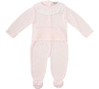 BABIDU Conjunto Niña con Camiseta de Manga Larga con Cuello Volante y Polaina Estampada a Juego, Rosa, 0 Meses Unisex bebé