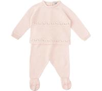 BABIDU Conjunto para Bebé con Jersey de Punto Diseño Silencio y Polaina a Juego, Detalles Calados en Pecho y Mangas, Cuello Redondo y Cierre con Botones, Confeccionado en Algodón Suave