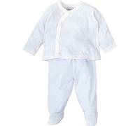 BABIDU Conjunto para Bebé Niño con Camiseta Cruzada de Manga Larga y Polaina Lisa, Cierre con Botones Laterales, Detalles a Cuadros y Algodón Suave, Ropa Infantil Cómoda y Fácil de Poner