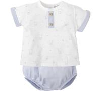 BABIDU Conjunto para Bebé Niño con Camiseta de Manga Corta Estampada y Ranita Lisa a Juego, Cierre Trasero con Botones, Tejido de Algodón Suave, Ropa Cómoda y Fresca para el Verano