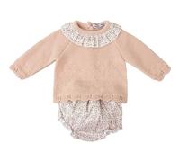 BABIDU Conjunto Punto Bebé Niña Dos Piezas, Tejido Suave y Cálido, Ideal para Recién Nacido, Comodidad y Estilo para el Día a Día