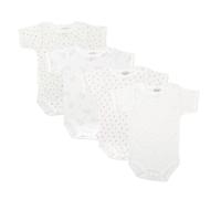 BABIDU | Pack 4 Bodys Bebé Abertura Hombro Manga Corta Algodón 100% Suave Transpirable, Body Recién Nacido Unisex Primera Puesta Niño y Niña, Ideal para Uso Diario y Piel Sensible