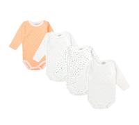 BABIDU | Pack 4 Bodys Bebé Abertura Hombro Manga Larga Algodón 100% Suave Transpirable, Body Recién Nacido Unisex Primera Puesta Niño y Niña, Ideal para Uso Diario y Piel Sensible