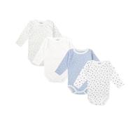 BABIDU | Pack 4 Bodys Bebé Abertura Hombro Manga Larga Algodón 100% Suave Transpirable, Body Recién Nacido Unisex Primera Puesta Niño y Niña, Ideal para Uso Diario y Piel Sensible