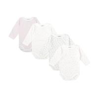 BABIDU | Pack 4 Bodys Bebé Abertura Hombro Manga Larga Algodón 100% Suave Transpirable, Body Recién Nacido Unisex Primera Puesta Niño y Niña, Ideal para Uso Diario y Piel Sensible