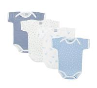 BABIDU | Pack 4 Bodys Bebé Básico Manga Corta Algodón 100% Suave Transpirable, Body Recién Nacido Unisex Primera Puesta Niño y Niña, Ideal para Uso Diario y Piel Sensible