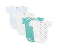 BABIDU | Pack 4 Bodys Bebé Básico Manga Corta Algodón 100% Suave Transpirable, Body Recién Nacido Unisex Primera Puesta Niño y Niña, Ideal para Uso Diario y Piel Sensible