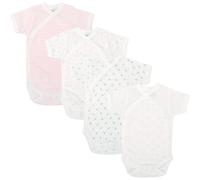 BABIDU Pack 4 Bodys Bebé Cruzado Manga Corta Algodón 100% Suave Transpirable, Ropa Primera Puesta Niño y Niña Unisex, Body Recién Nacido Ideal para Piel Sensible y Uso Diario