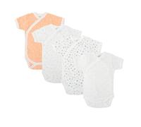 BABIDU Pack 4 Bodys Bebé Cruzado Manga Corta Algodón 100% Suave Transpirable, Ropa Primera Puesta Niño y Niña Unisex, Body Recién Nacido Ideal para Piel Sensible y Uso Diario