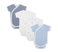 BABIDU Pack 4 Bodys Bebé Cruzado Manga Corta Algodón 100% Suave Transpirable, Ropa Primera Puesta Niño y Niña Unisex, Body Recién Nacido Ideal para Piel Sensible y Uso Diario