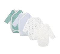 BABIDU | Pack 4 Bodys Bebé Cruzado Manga Larga Algodón 100% Suave Transpirable, Body Recién Nacido Unisex Primera Puesta Niño y Niña, Ideal para Uso Diario y Piel Sensible