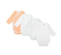 BABIDU | Pack 4 Bodys Bebé Cruzado Manga Larga Algodón 100% Suave Transpirable, Body Recién Nacido Unisex Primera Puesta Niño y Niña, Ideal para Uso Diario y Piel Sensible